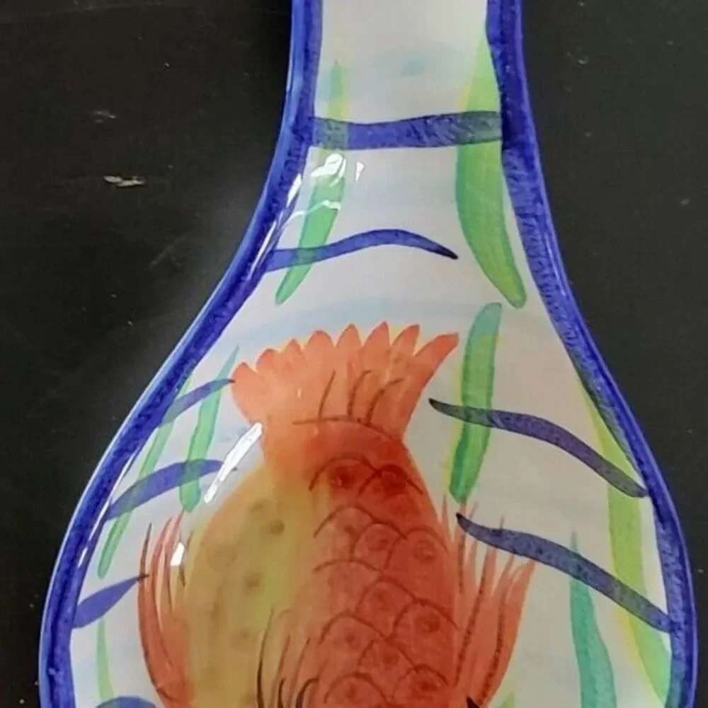 Florida Marketplace Ceramic 4.5x10in Colorful Fish Spoon Rest